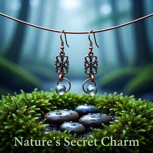 Lightweight Dainty Filigree Water Droplet Copper Earrings~ Short Dangle Earrings